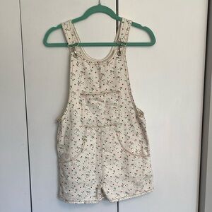 Zara Girls Flower Print White Short Overalls